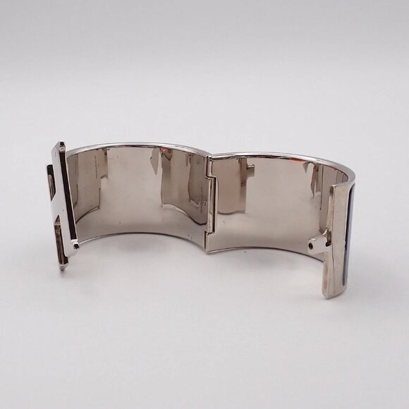 HERMES Logo Clic-Clac H XL Bracelet Black Silver 85RL215 - Picture 6 of 16